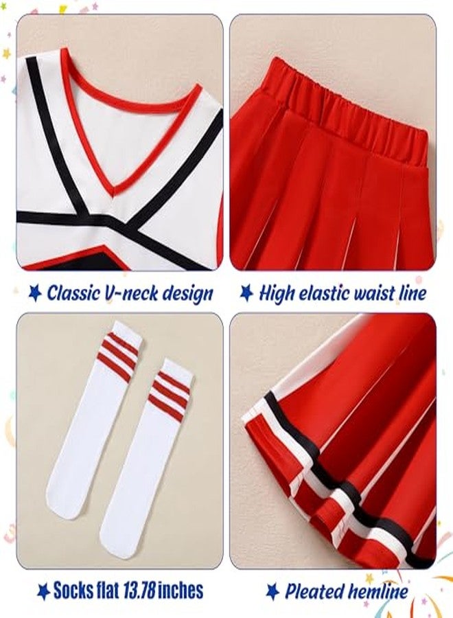 WooHand Girls Cheerleading Outfit 7-8 Cheerleader Costume For Girls Cute Cheerleading Outfit Cheer Uniform For Halloween Dress Up - Image 4